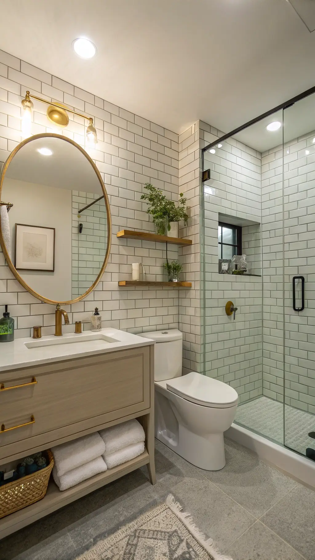 1247modern subway sage bathroom golden
