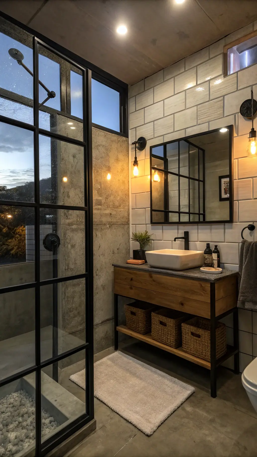 1249industrial modern bathroom dusk concrete steel