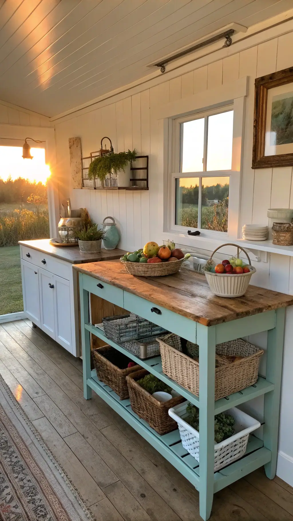 1257cozy cottage kitchen sunset light