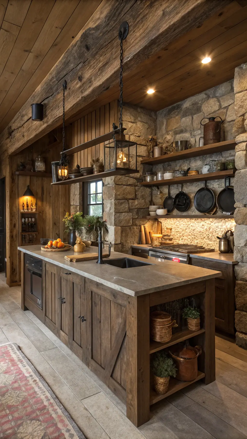 1259rustic timber cabin kitchen moody
