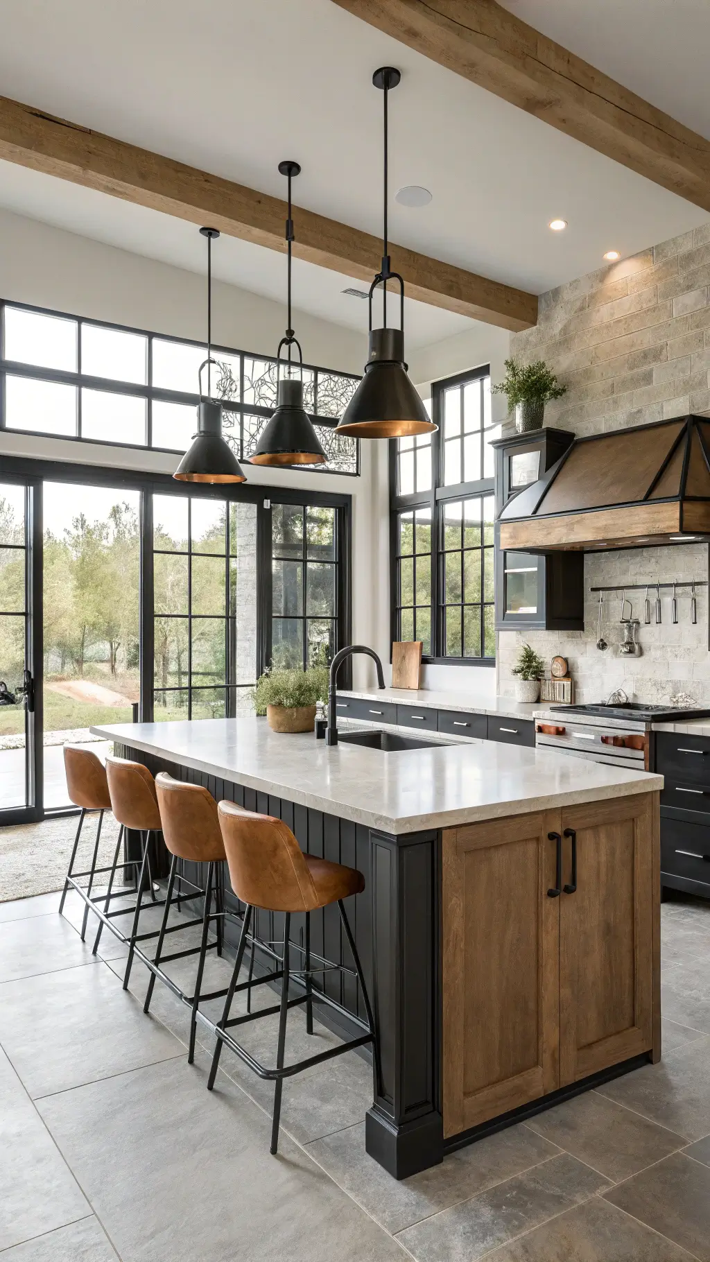 1261modern farmhouse kitchen black steel