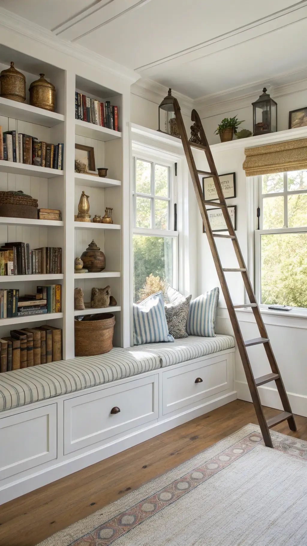 1298bright farmhouse bookshelf corner window