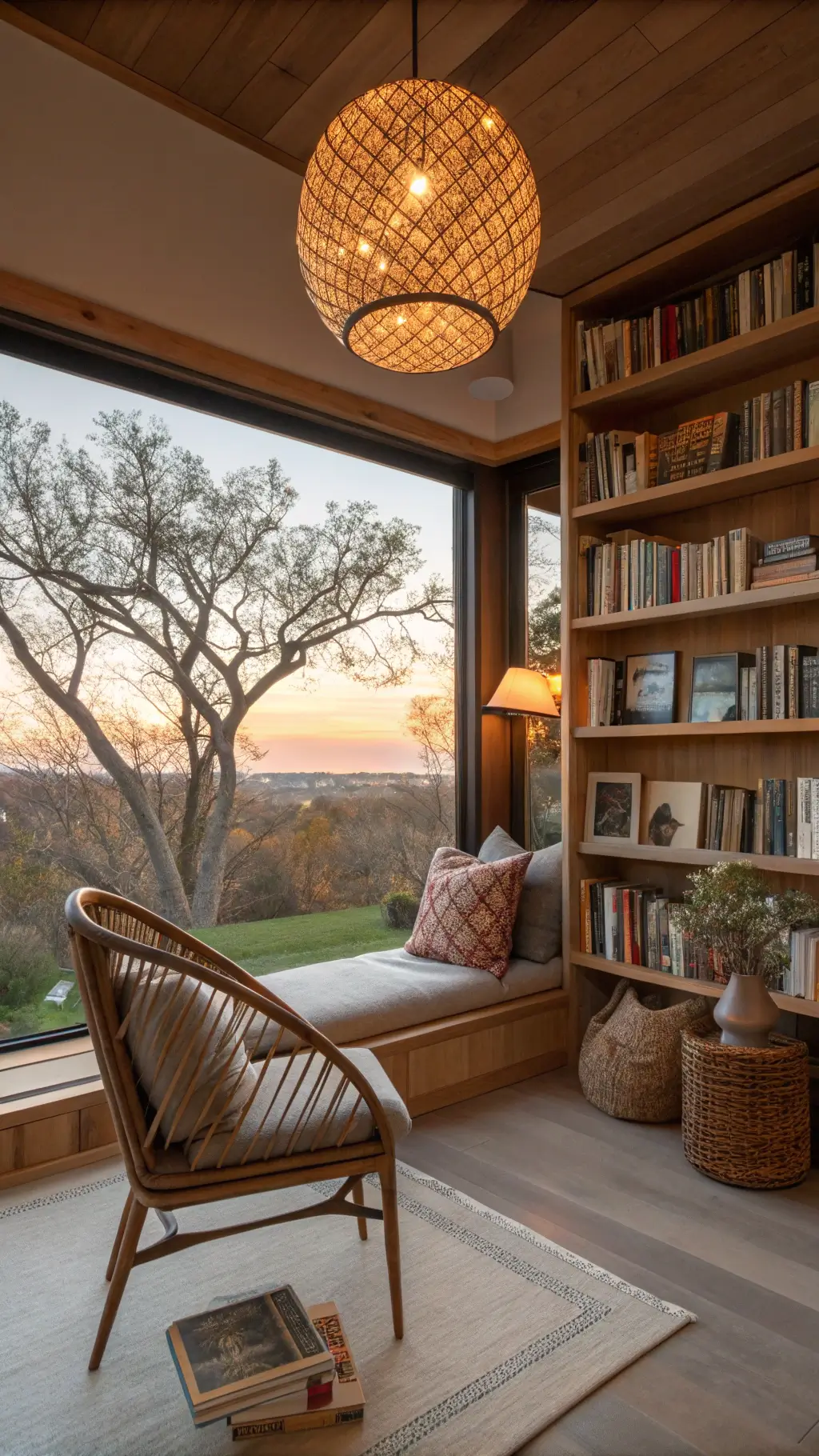 1309cozy reading nook sunset window