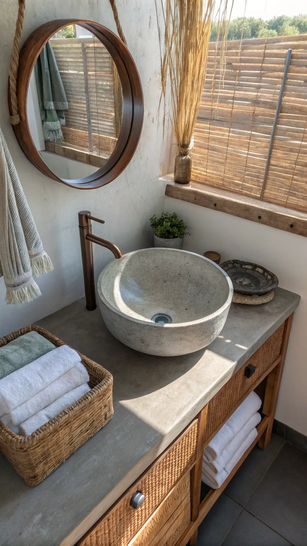 1396minimalist powder room concrete teak