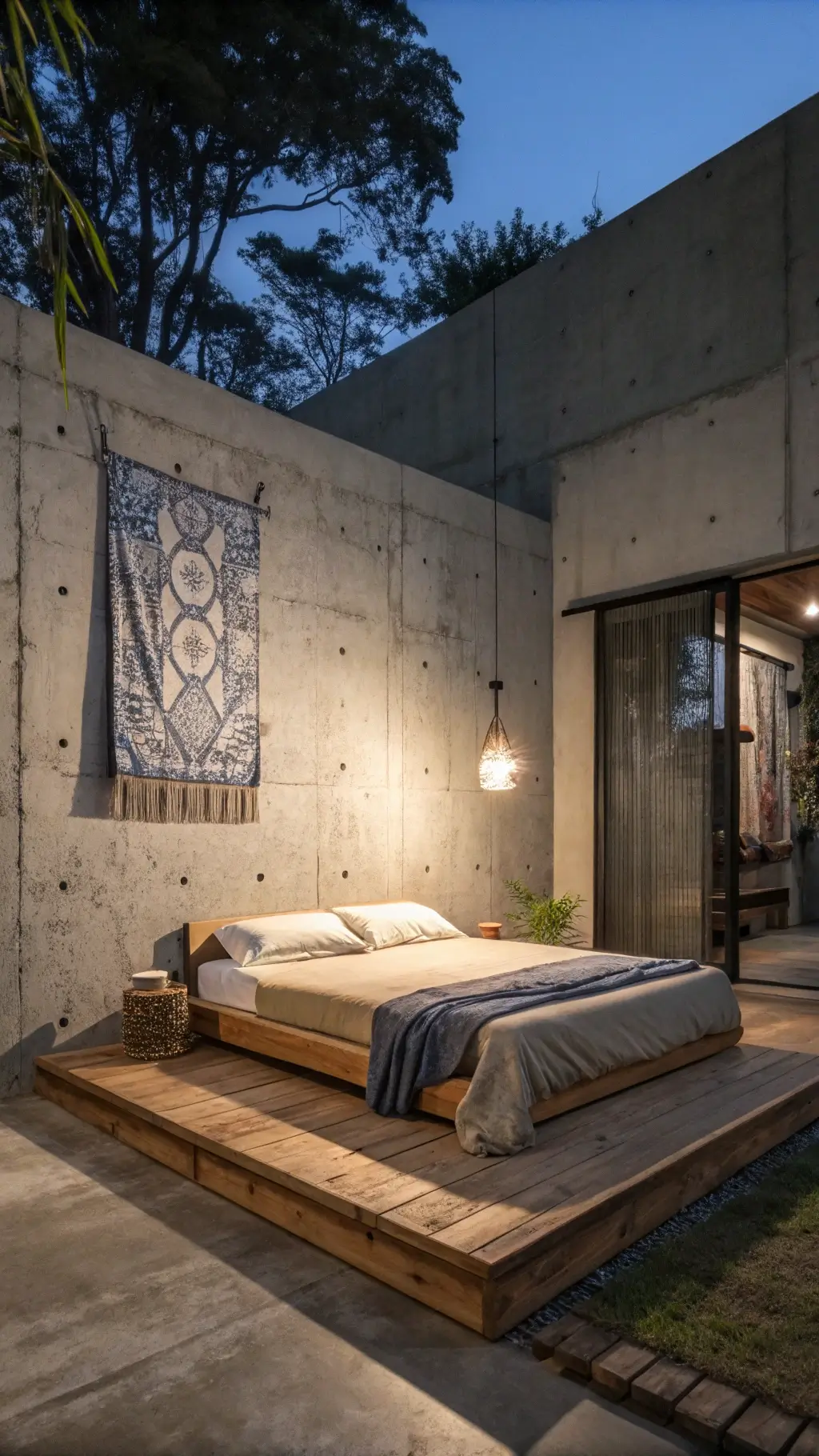 1398minimalist concrete bedroom dusk