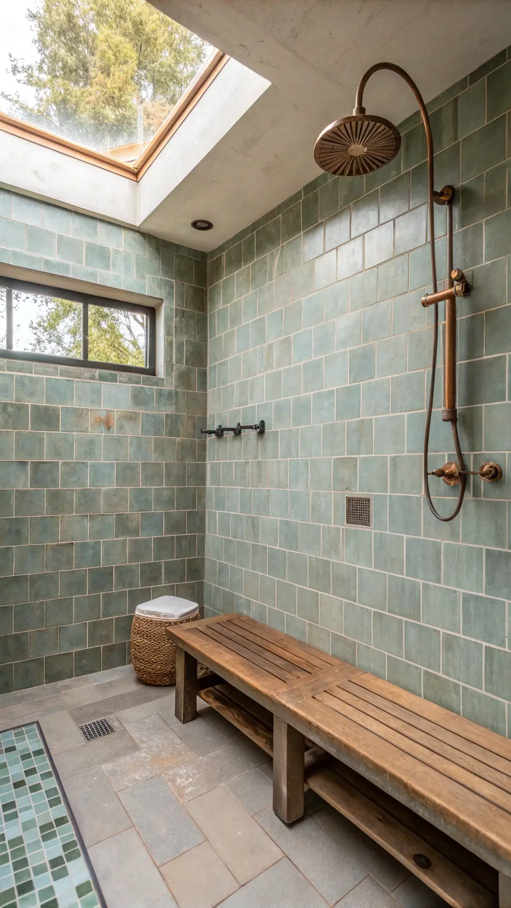 1402tranquil tiled shower copper teak