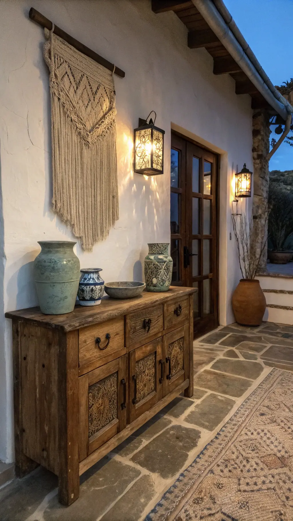 1463rustic entryway pottery driftwood twilight