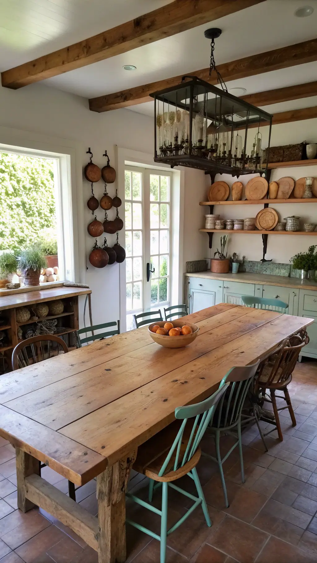 1472rustic open kitchen patina warmth