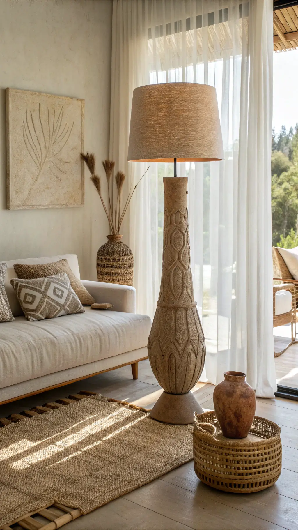 1490organic clay lamp living room