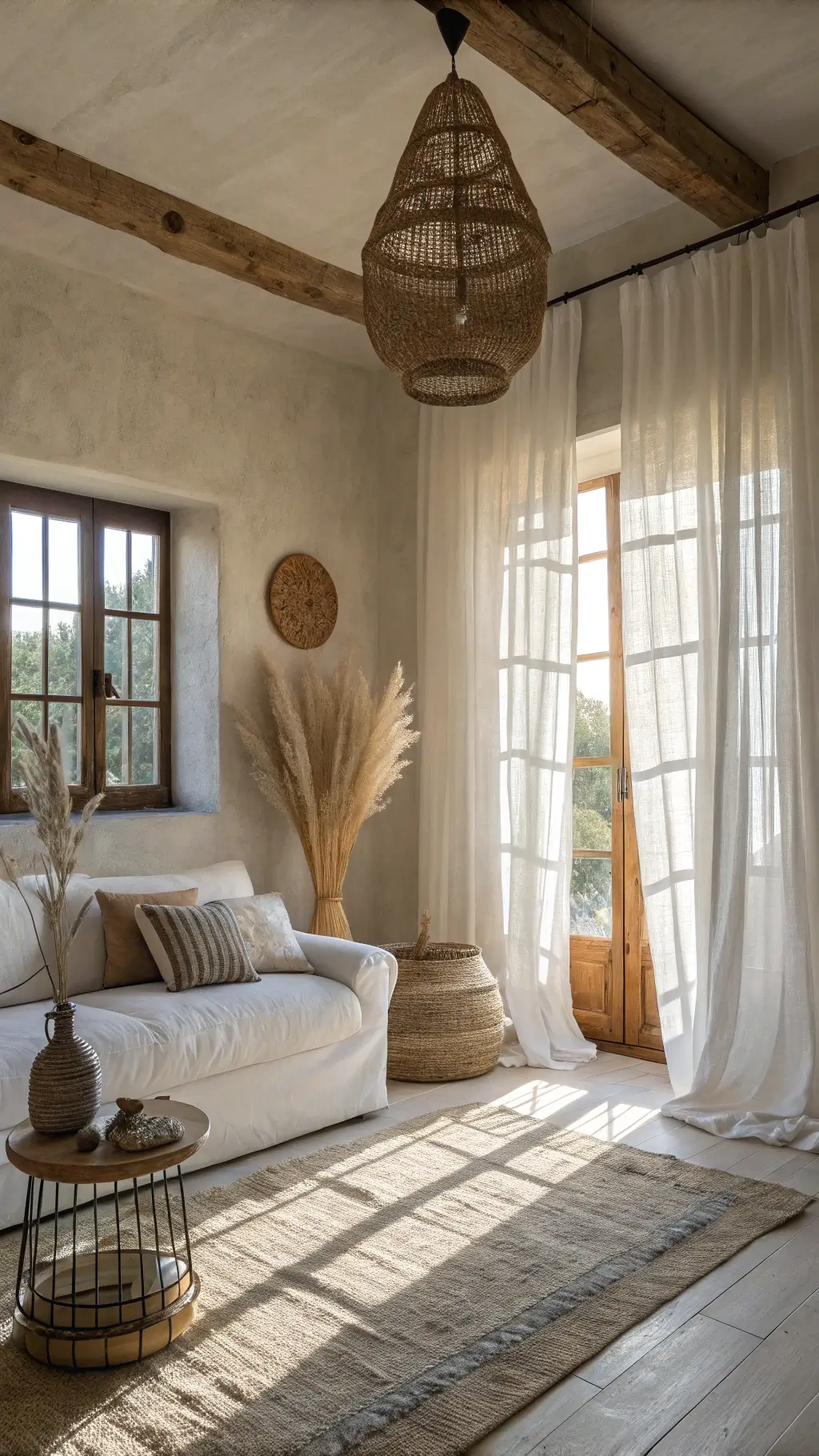 1491serene sunlit livingroom rustic minimal