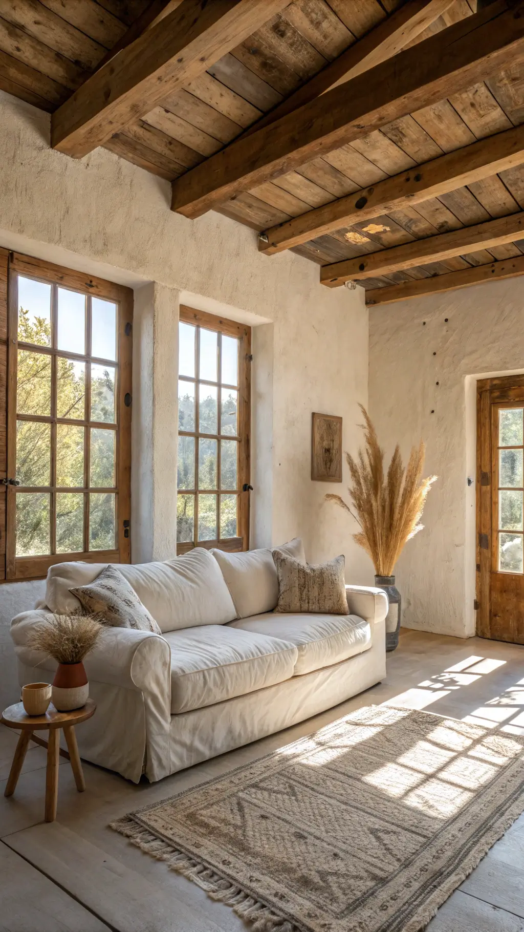 1499sun drenched rustic living room golden hour