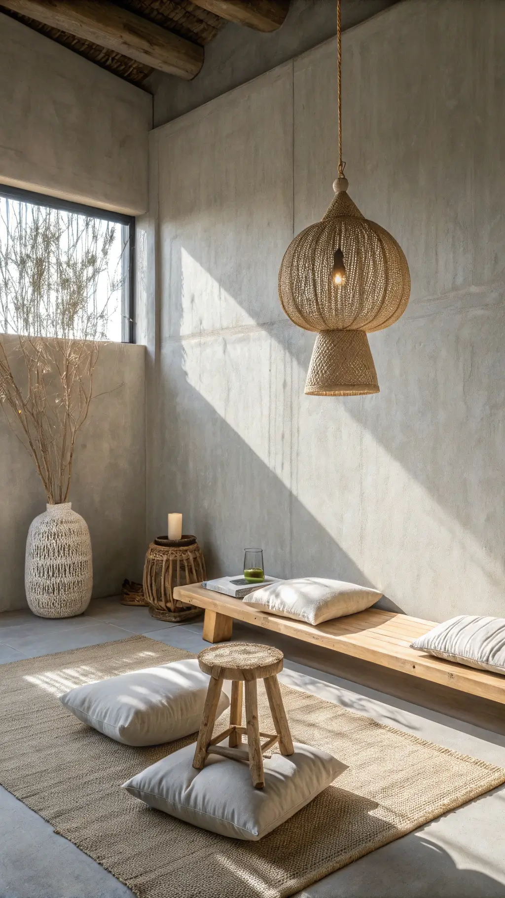 1762minimalist wabi sabi meditation corner