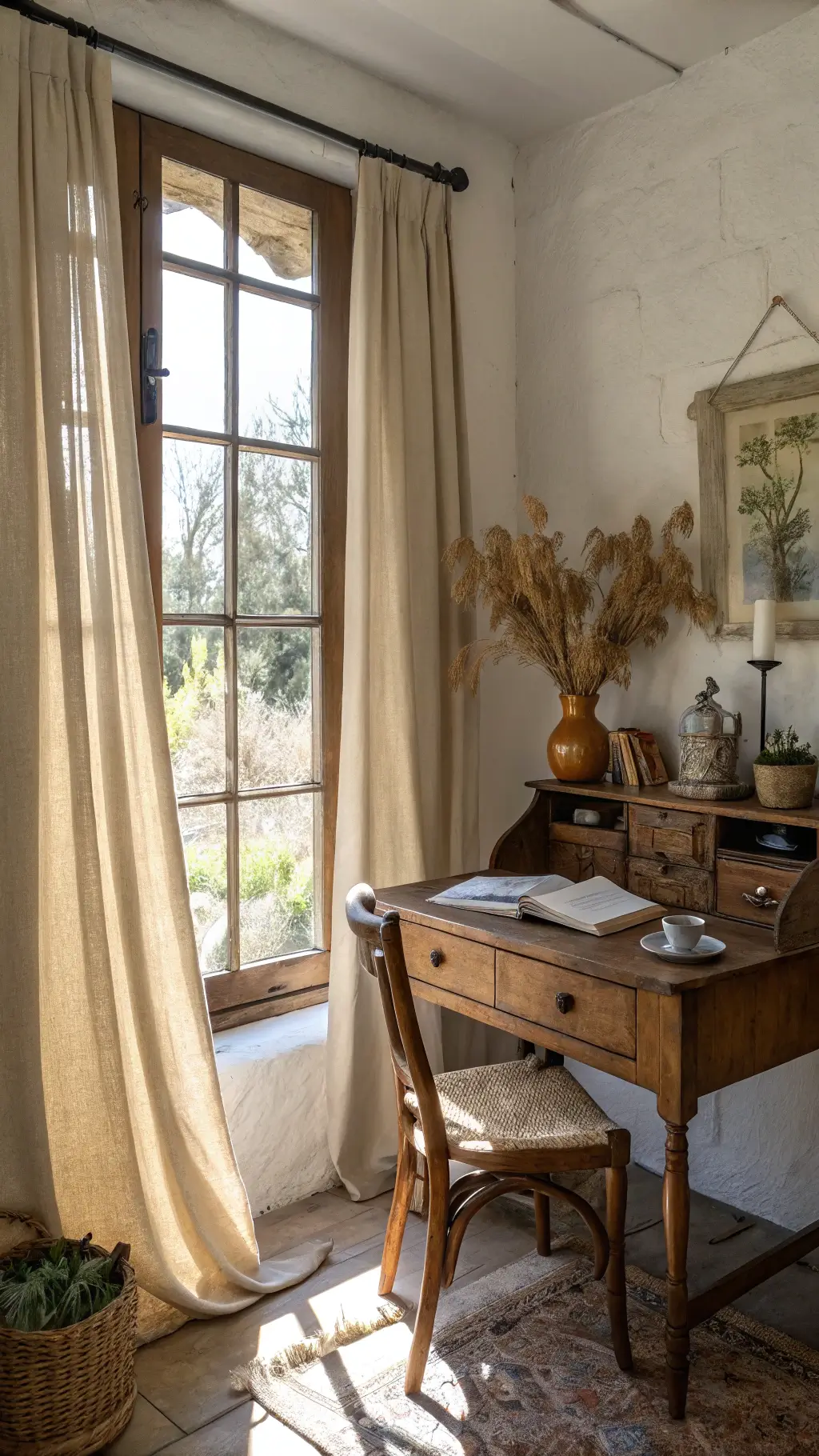 1806cozy sunlit home office vintage desk
