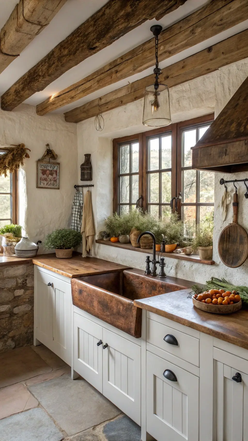 1810rustic farmhouse kitchen natural light