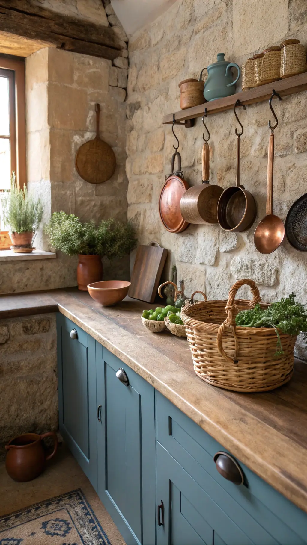 1814rustic kitchen corner pottery copper