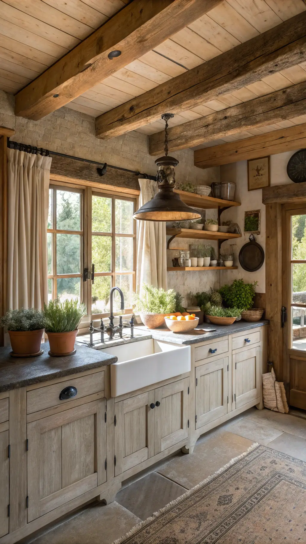 1833rustic kitchen golden hour