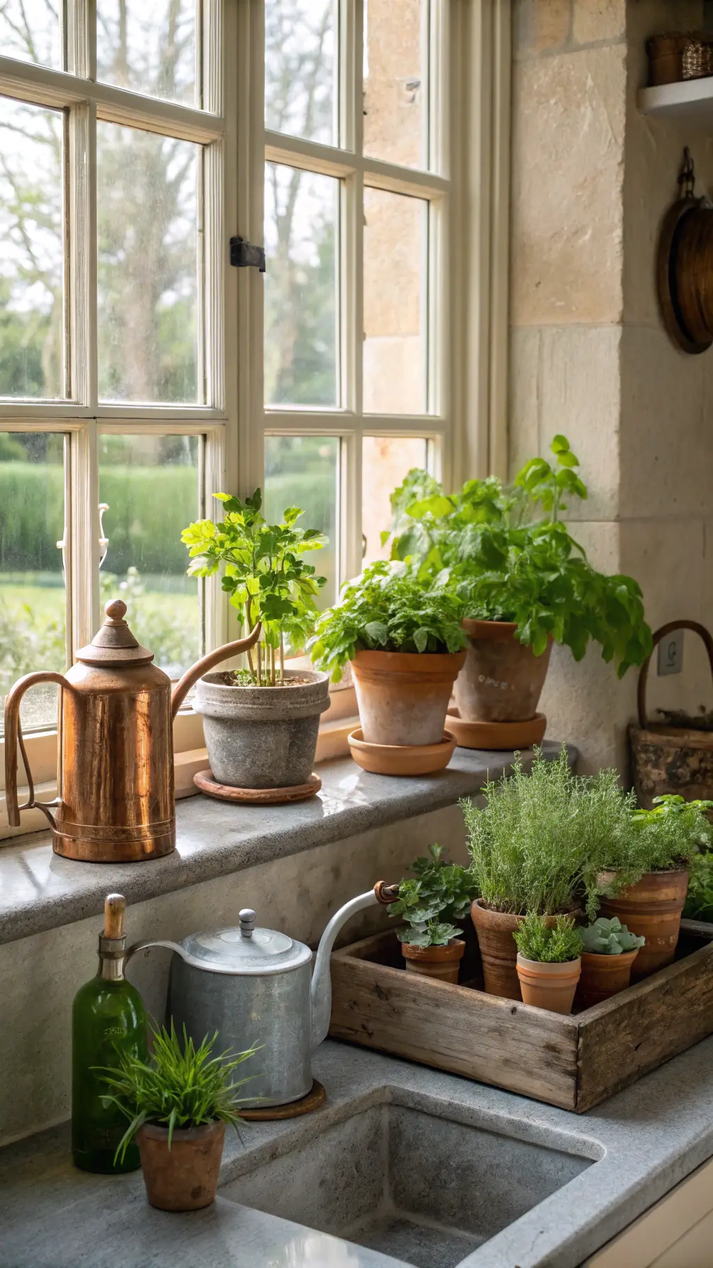 1840rustic herb window garden