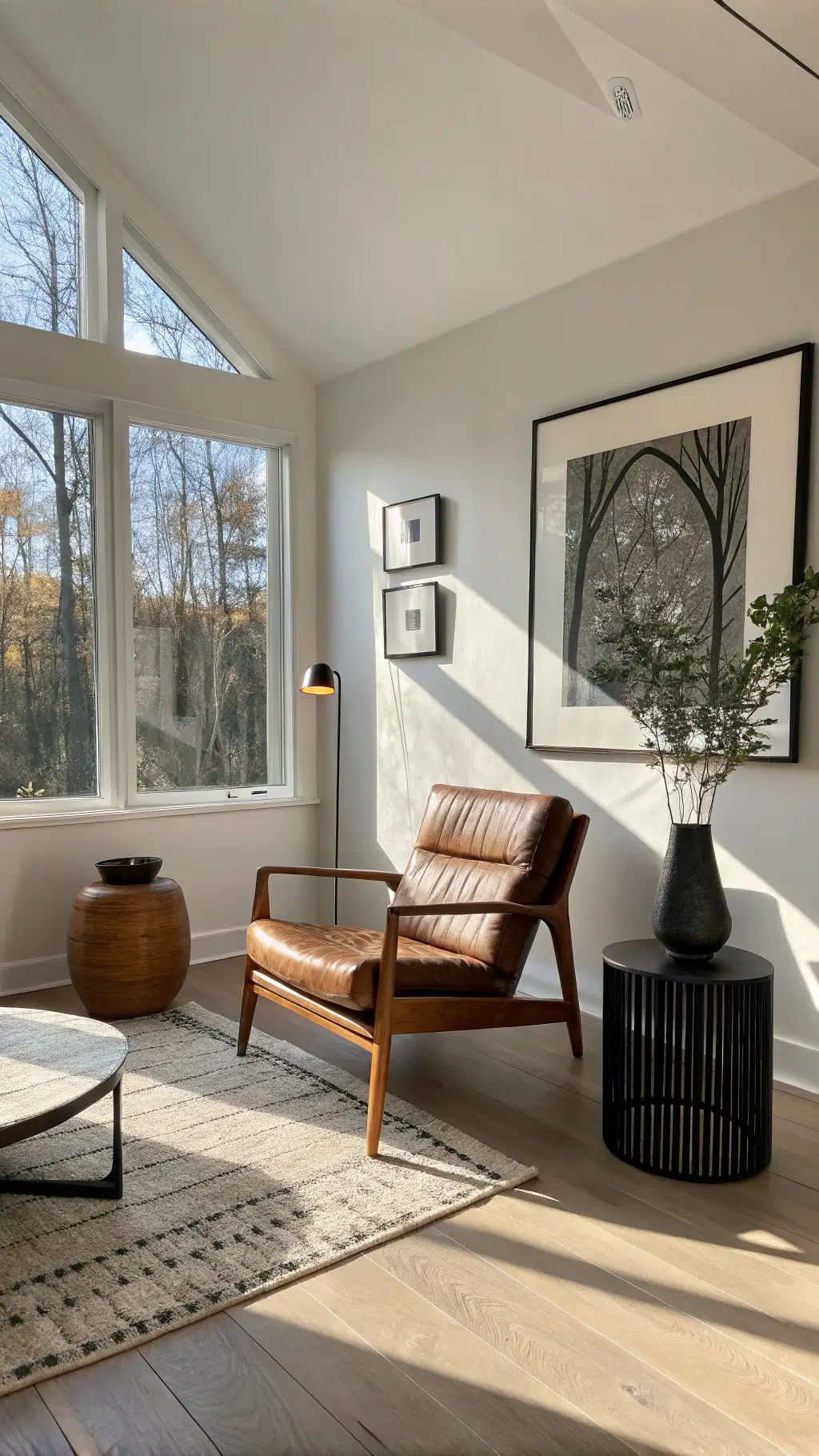 1890japandi living corner golden hour
