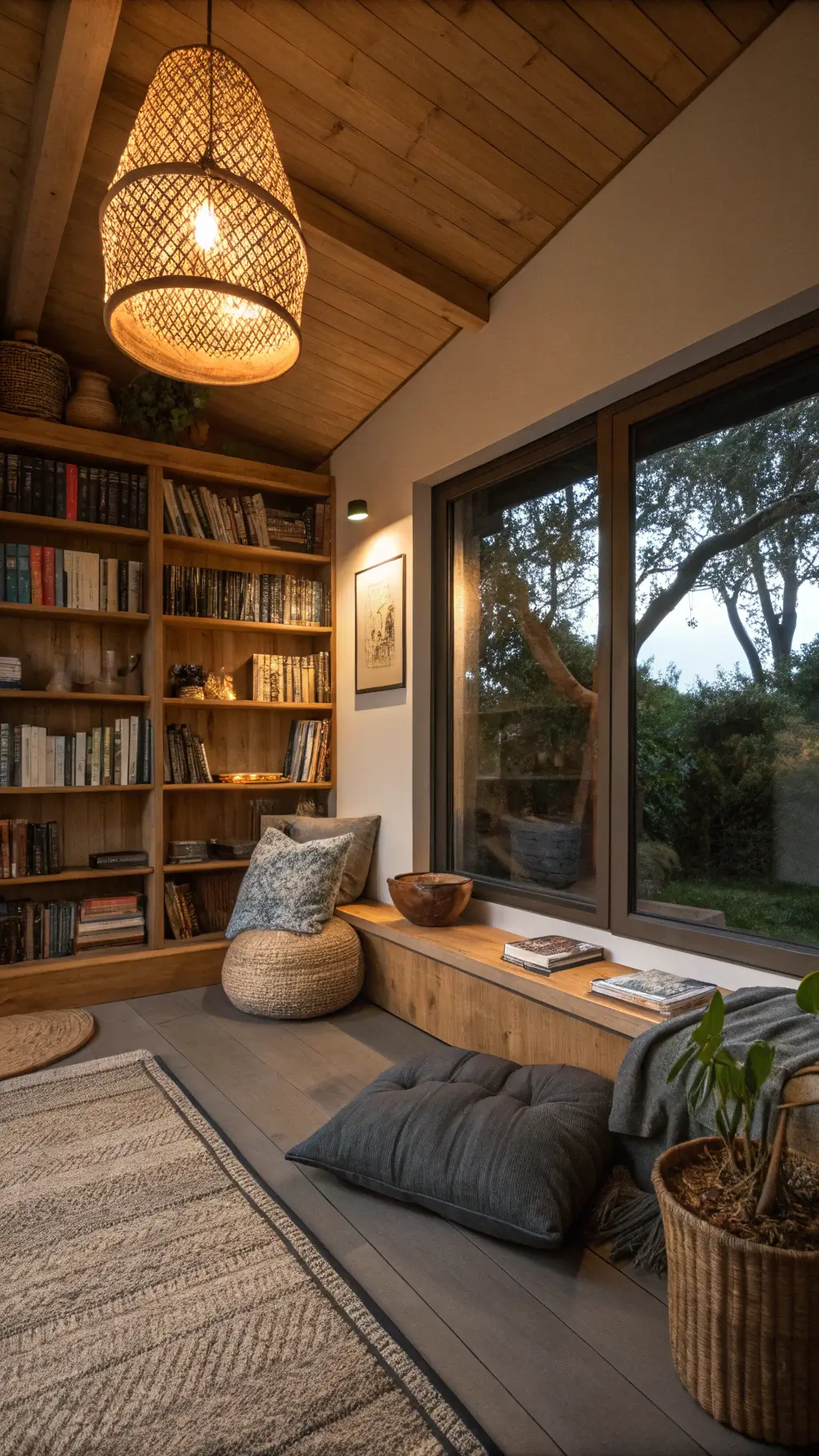 1891japandi reading nook dusk lighting