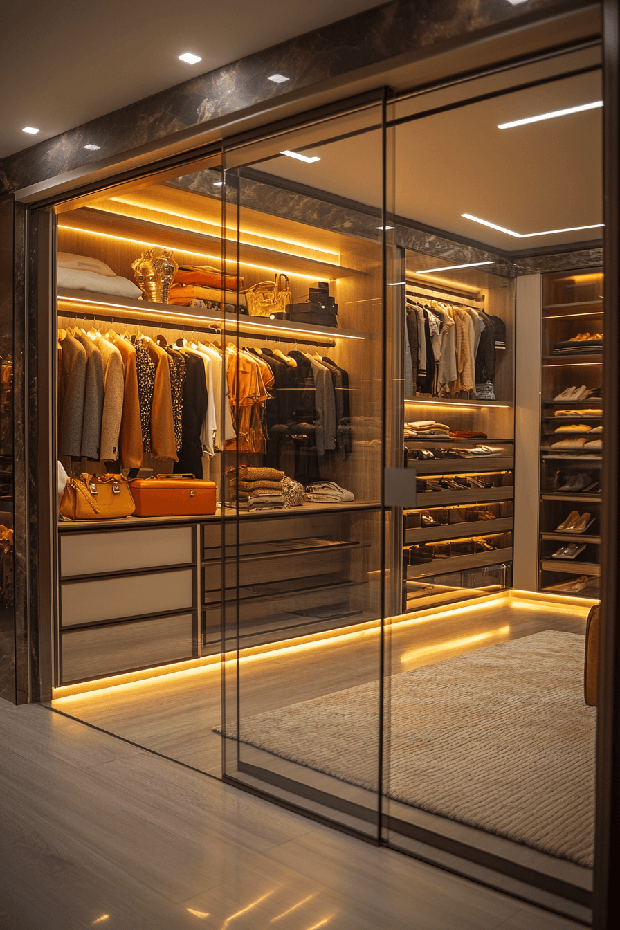 1 elegant glass front closet