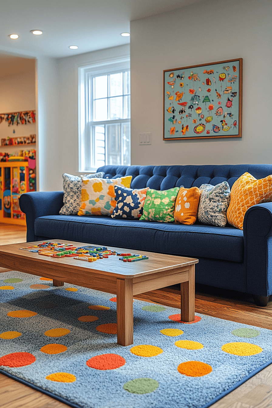 12 navy blue family room sofa