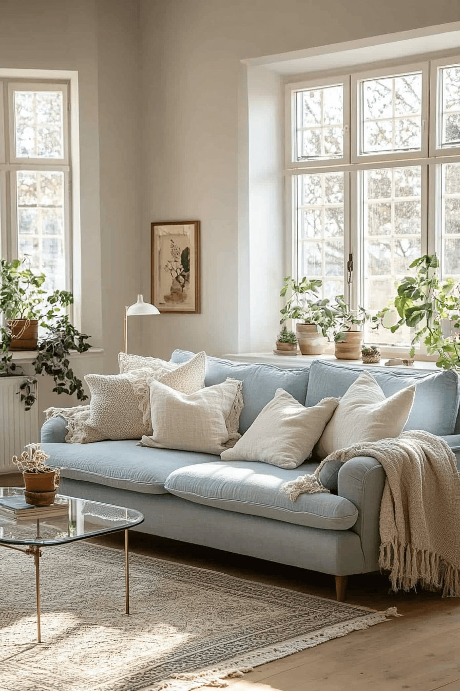 13 serene soft blue couch look