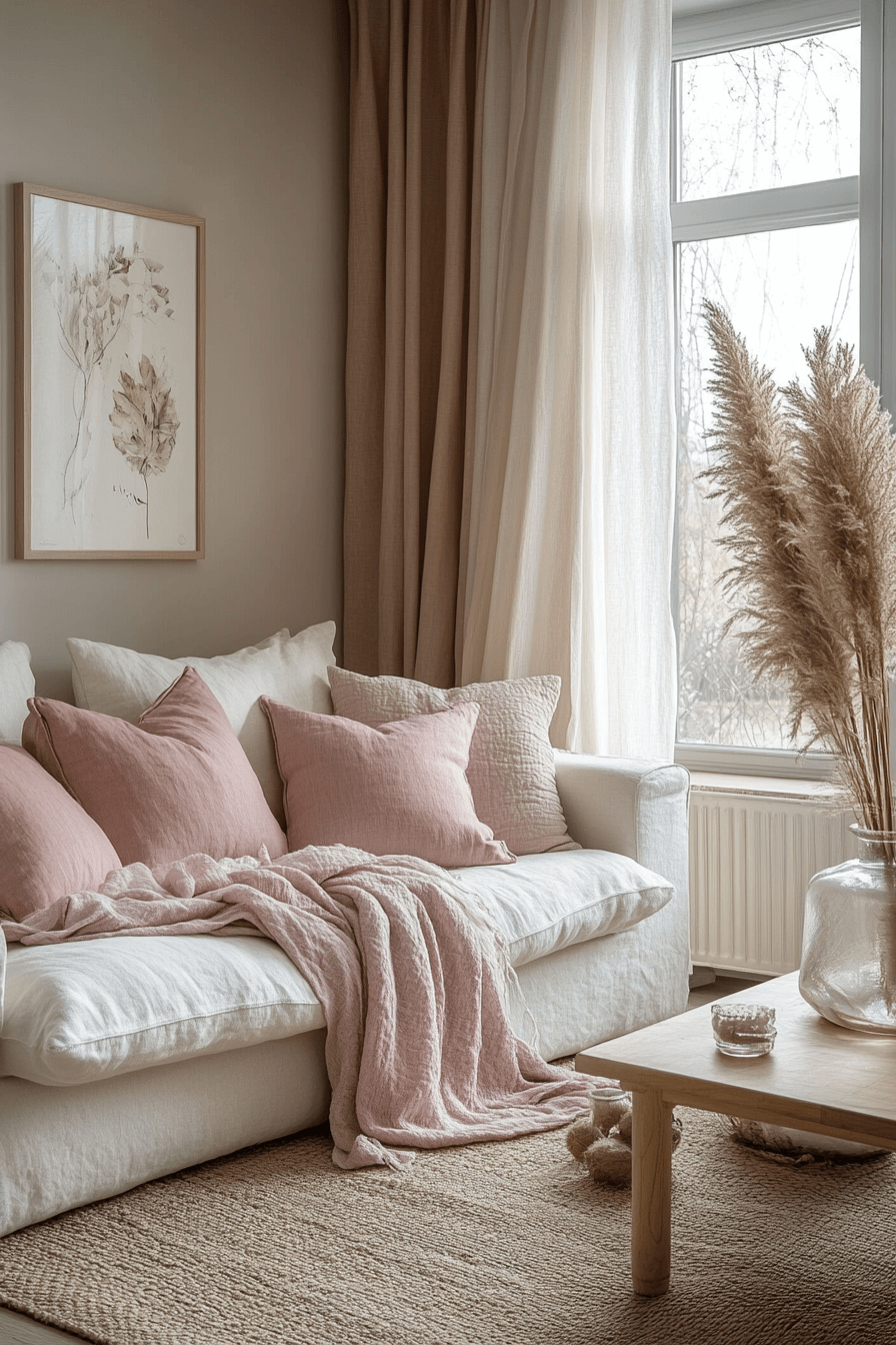 15 soft pink linen blend