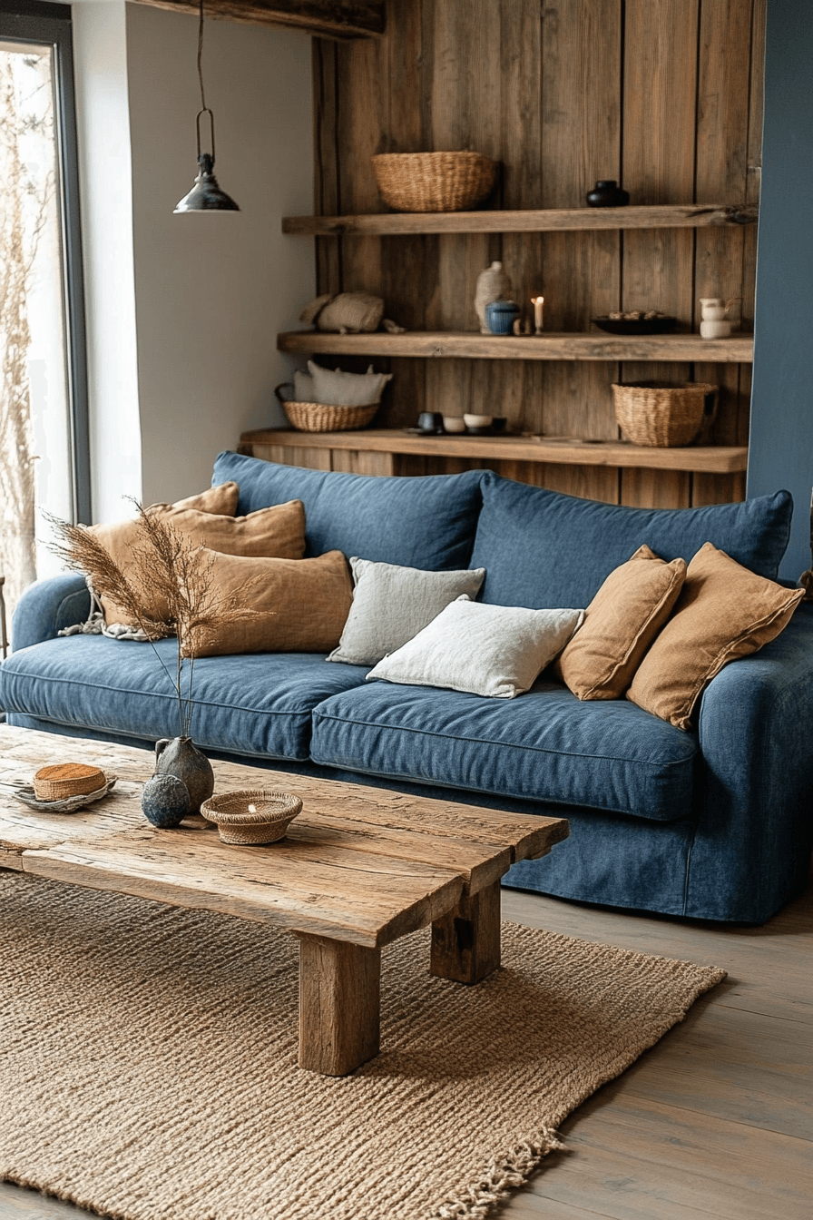 16 rustic charm blue sofa space