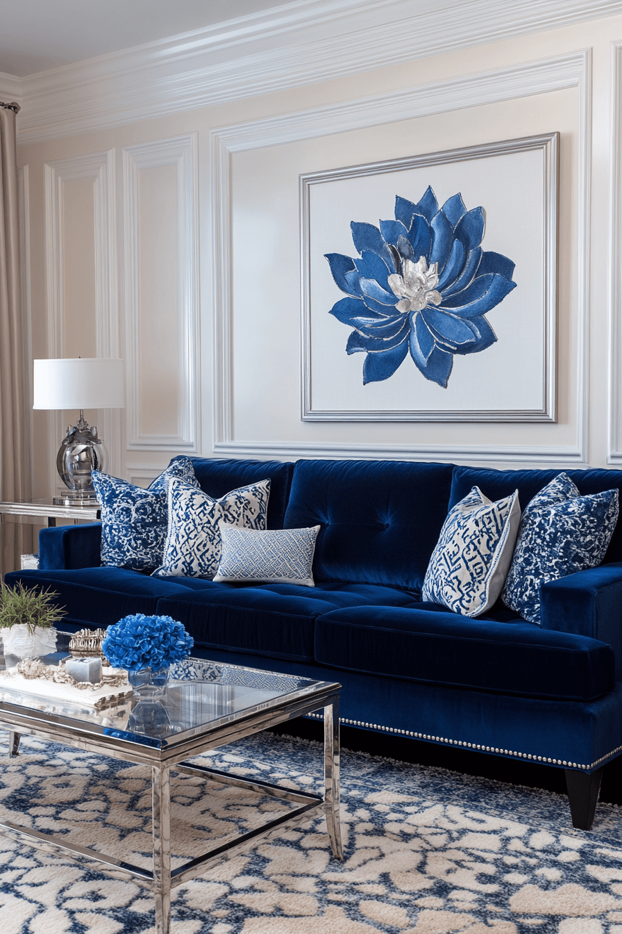 17 opulent blue velvet living room