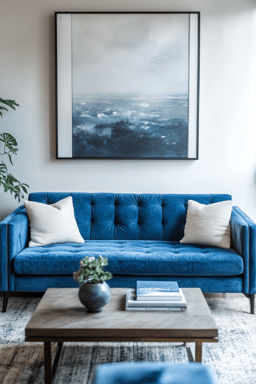 18 minimalist chic blue sofa design