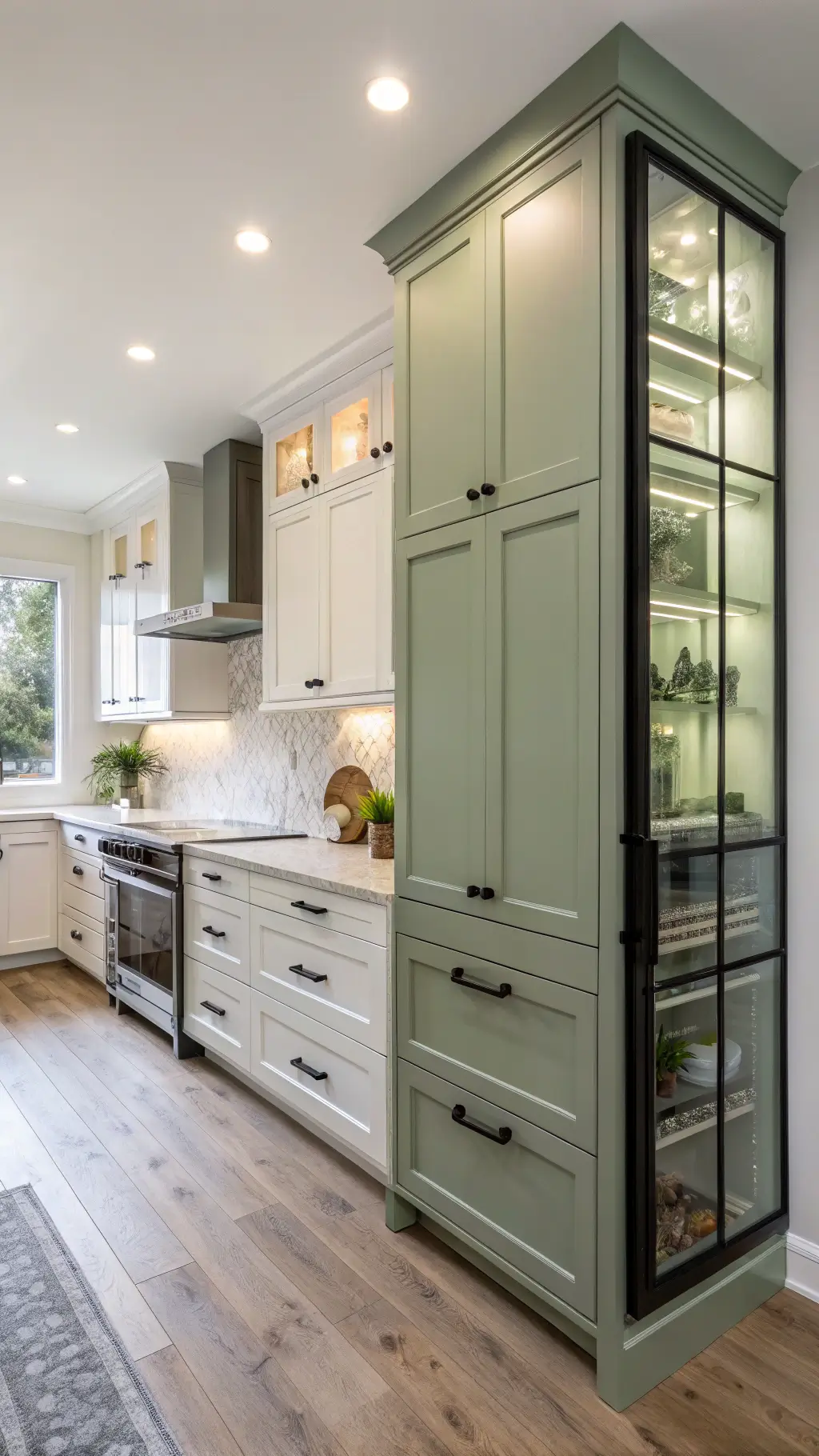 1926modern sage kitchen vertical storage