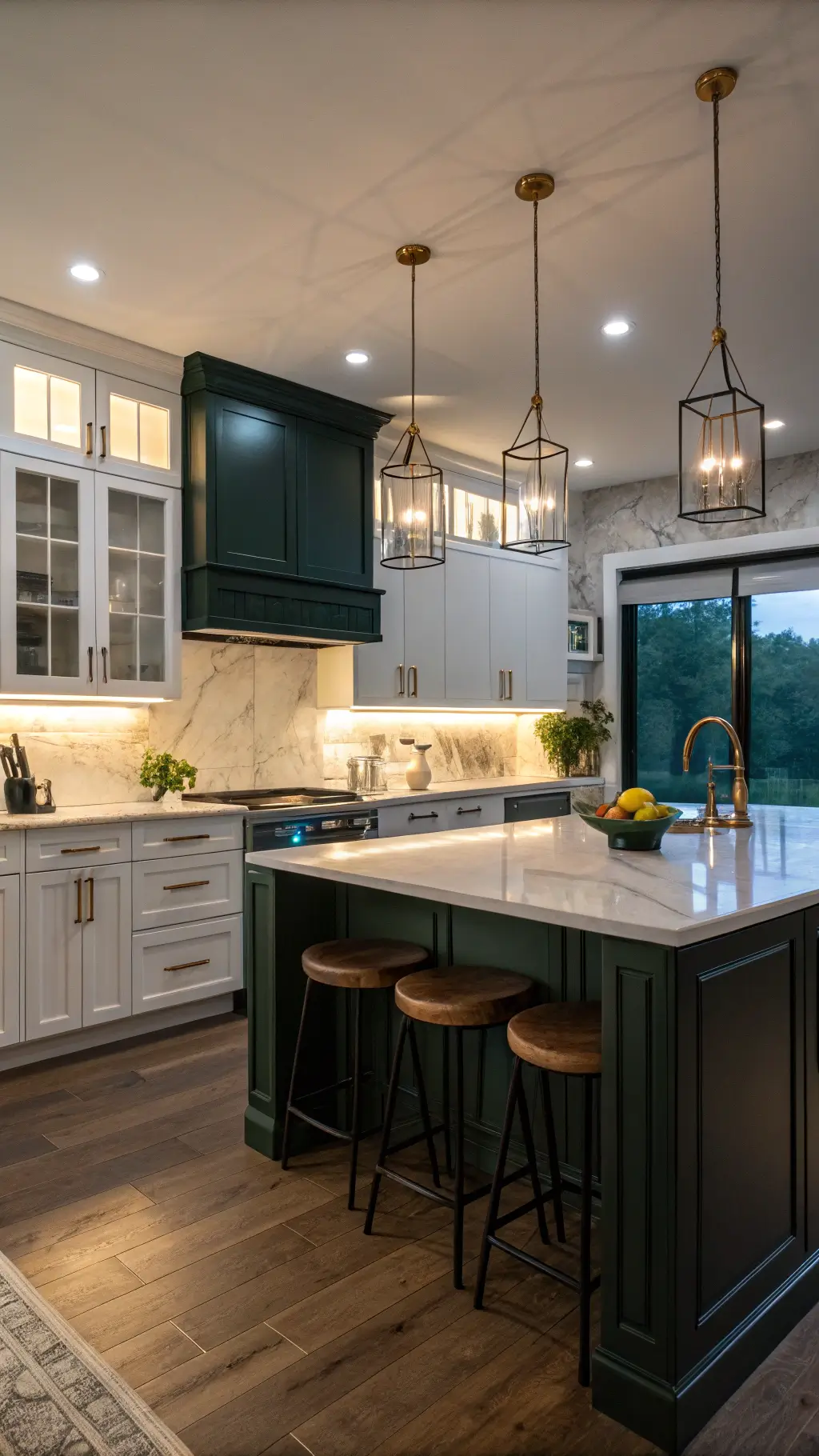 1928modern twilight green kitchen contrast