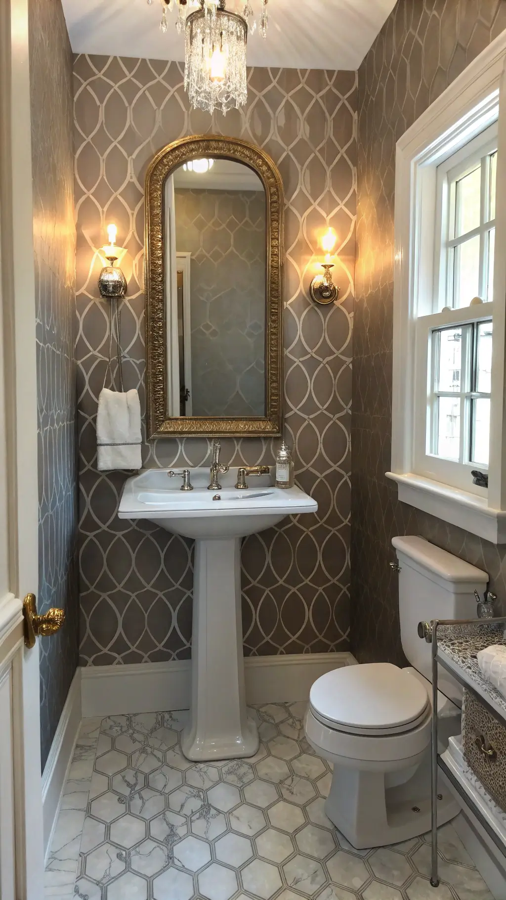 1947elegant powder room metallic grey