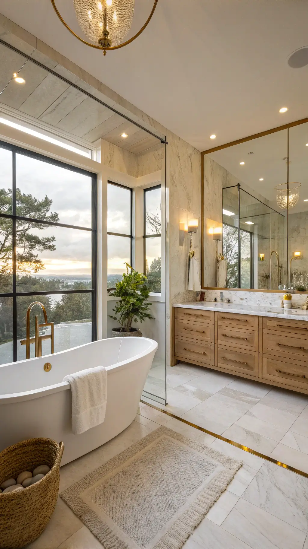 1950spa master bath golden hour