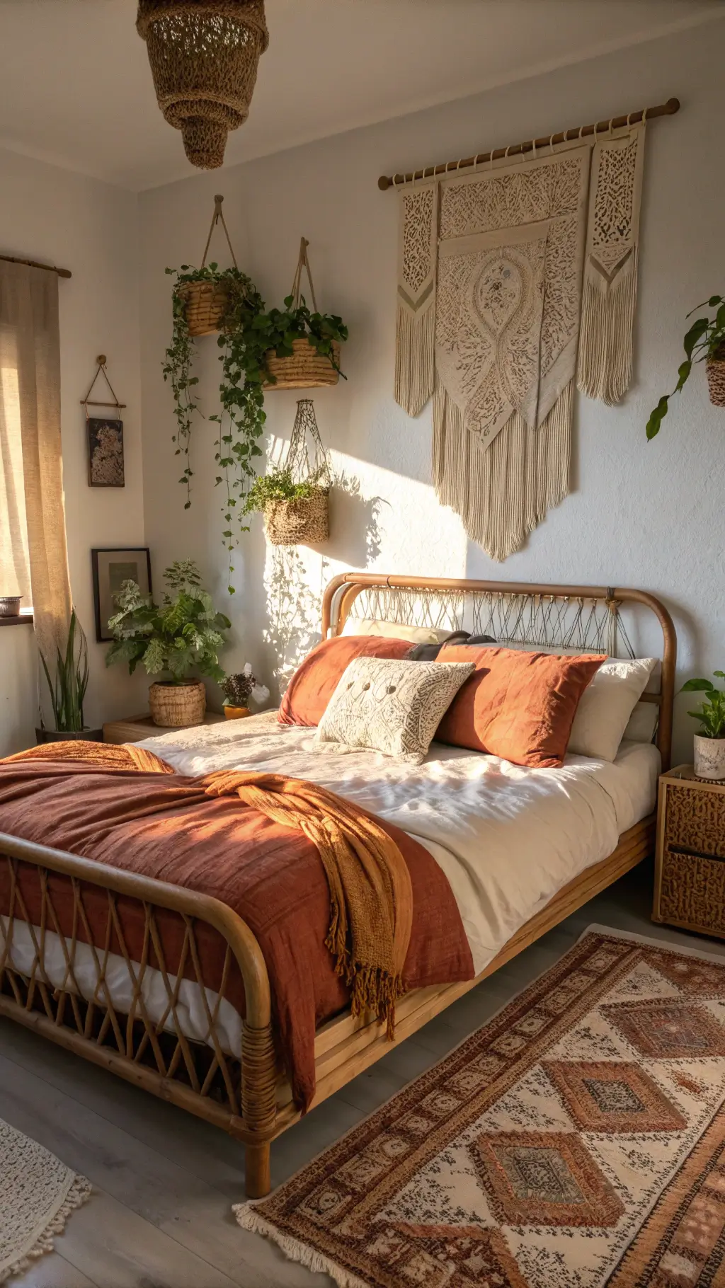 1954boho bedroom golden hour cozy
