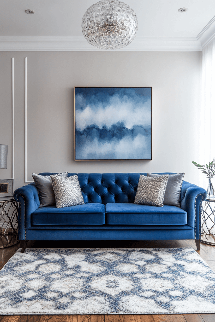 2 refined contemporary blue couch design
