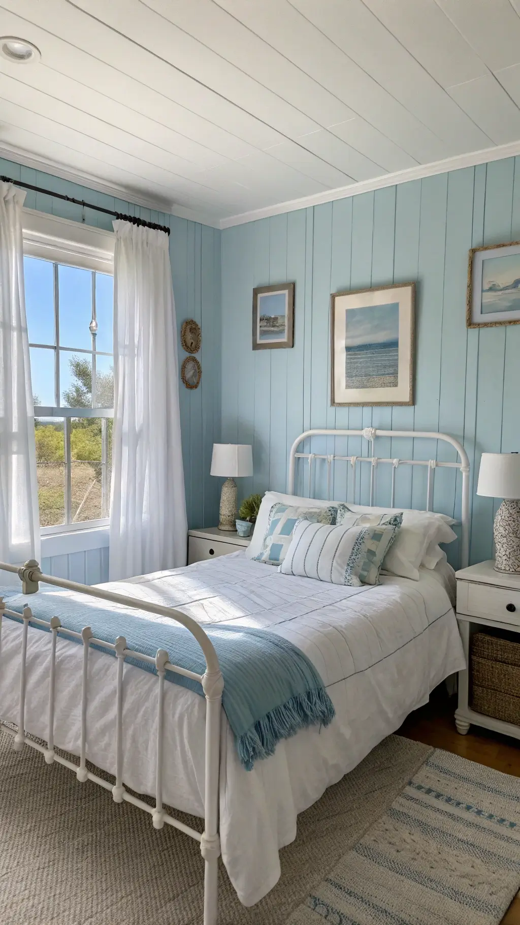 2016coastal airy blue bedroom design