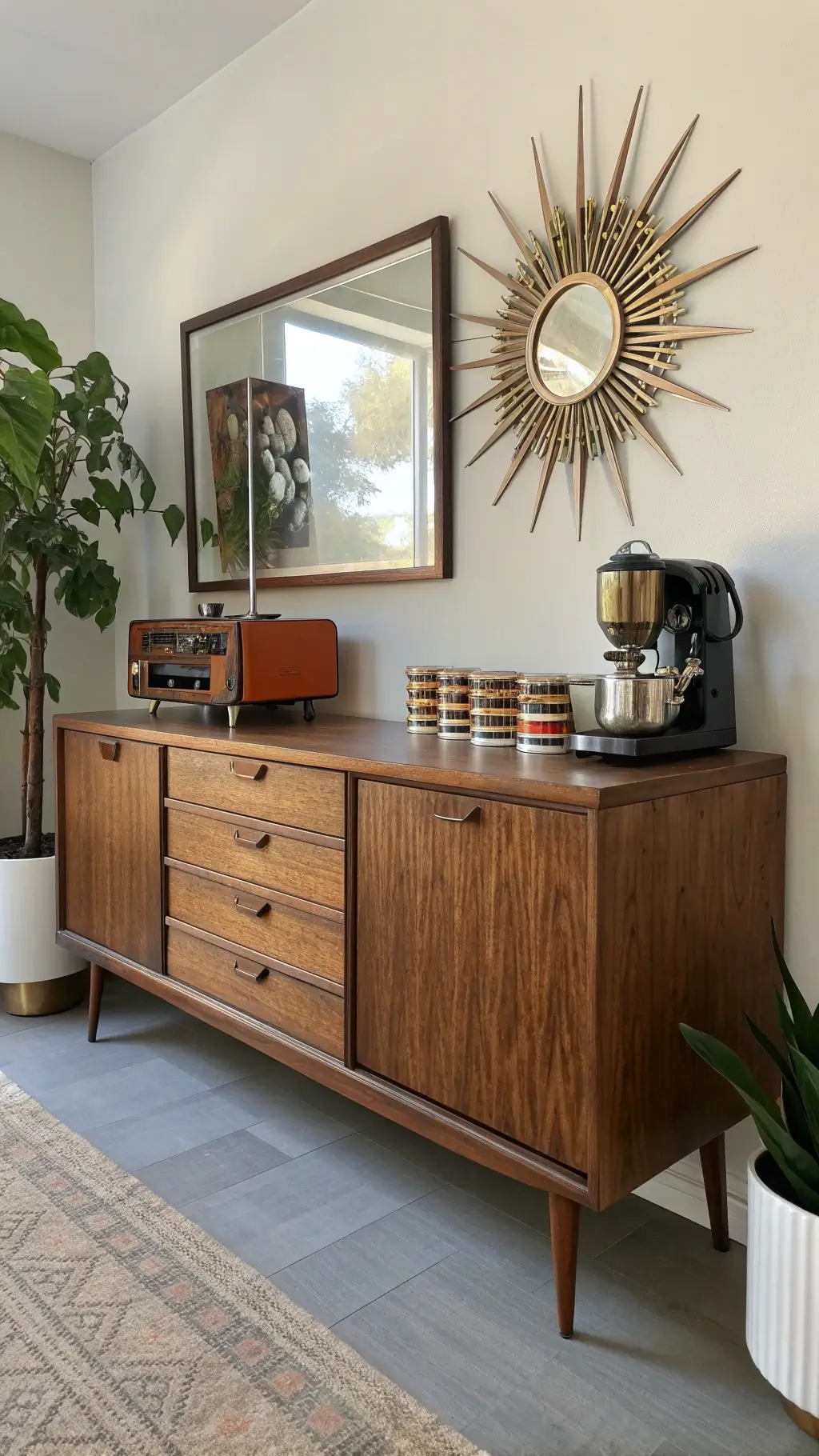 2063retro modern sideboard espresso setup