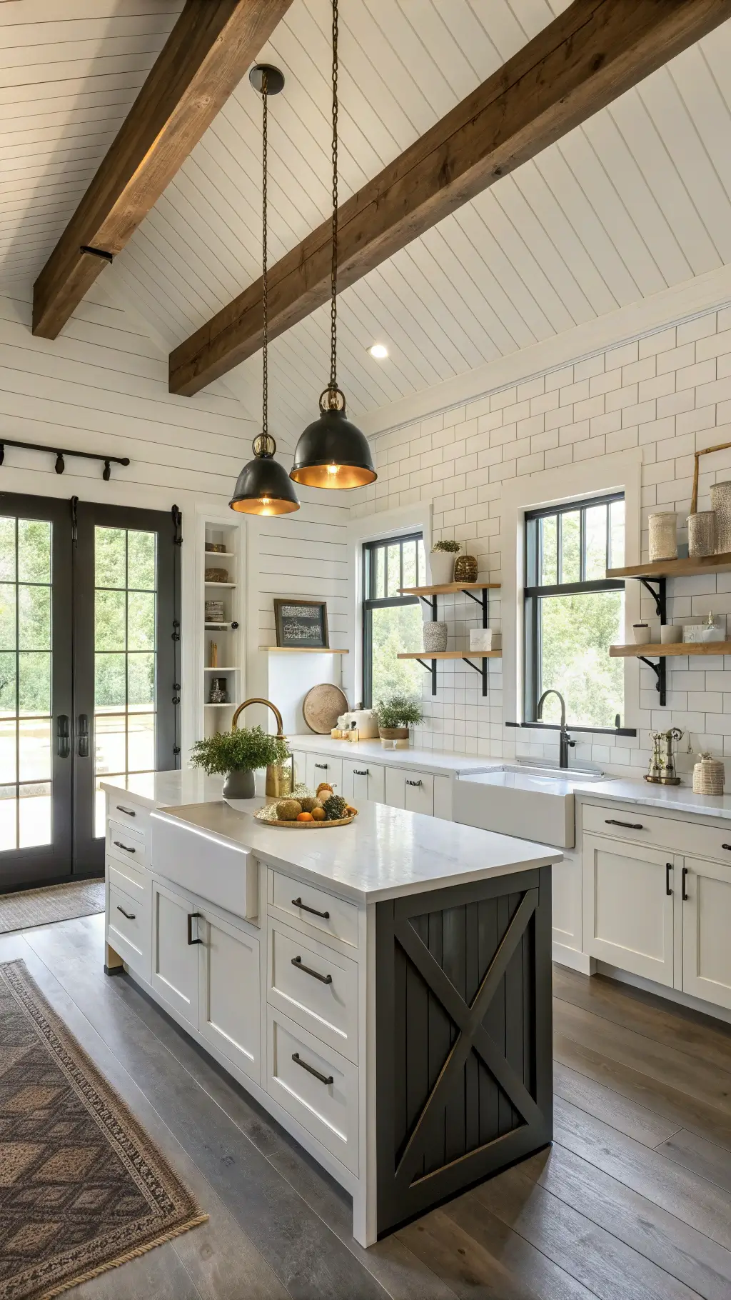 2108modern barn kitchen morning light