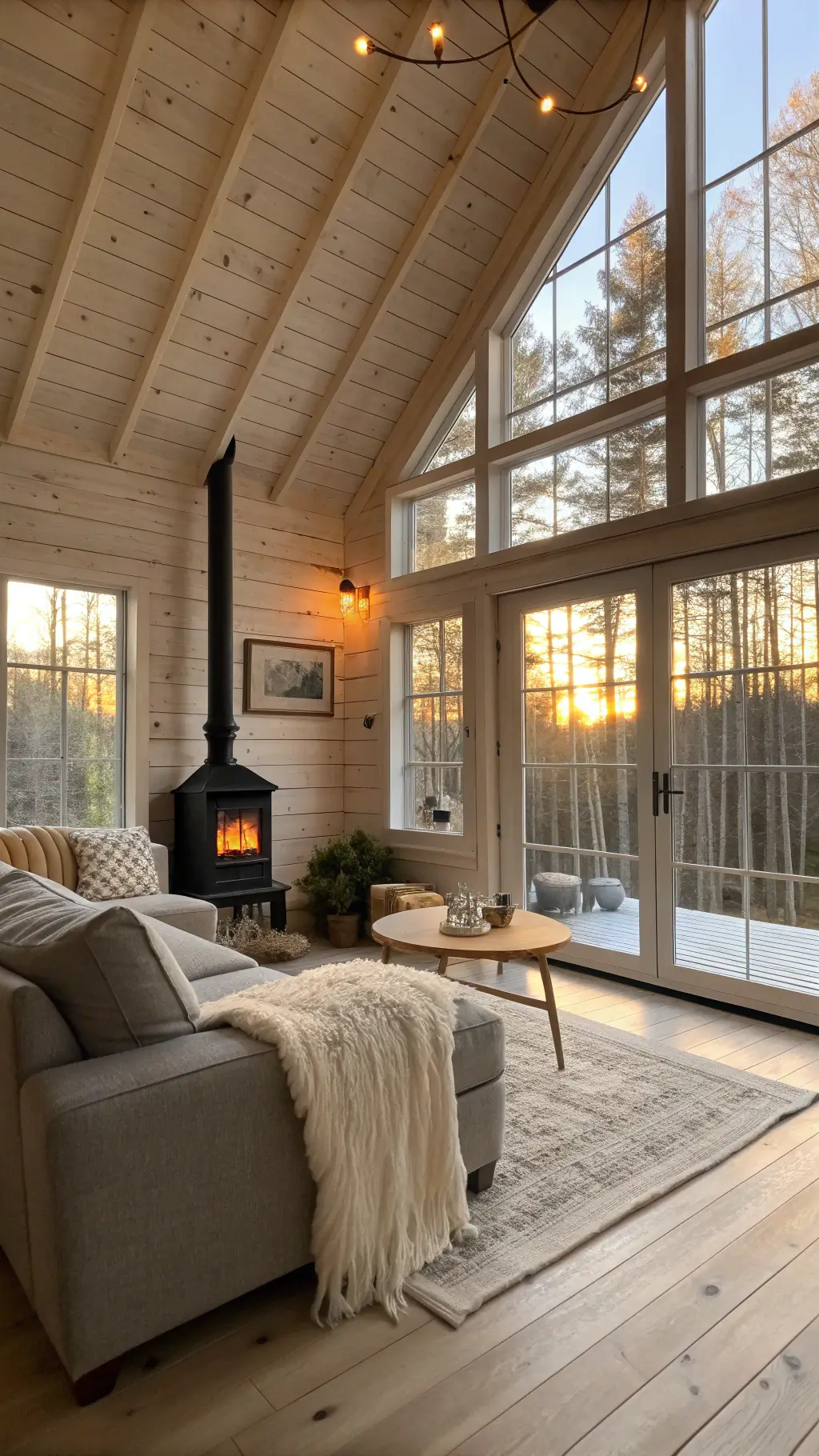 2123nordic cabin interior golden hour