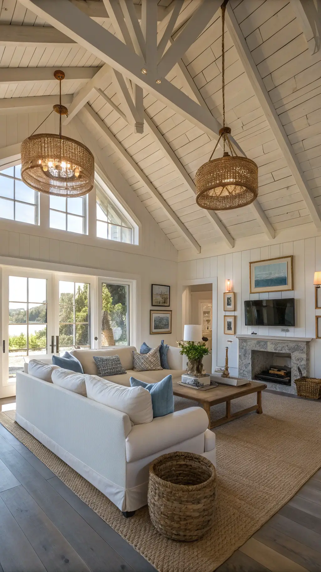 2155coastal living room vaulted ceilings natural light