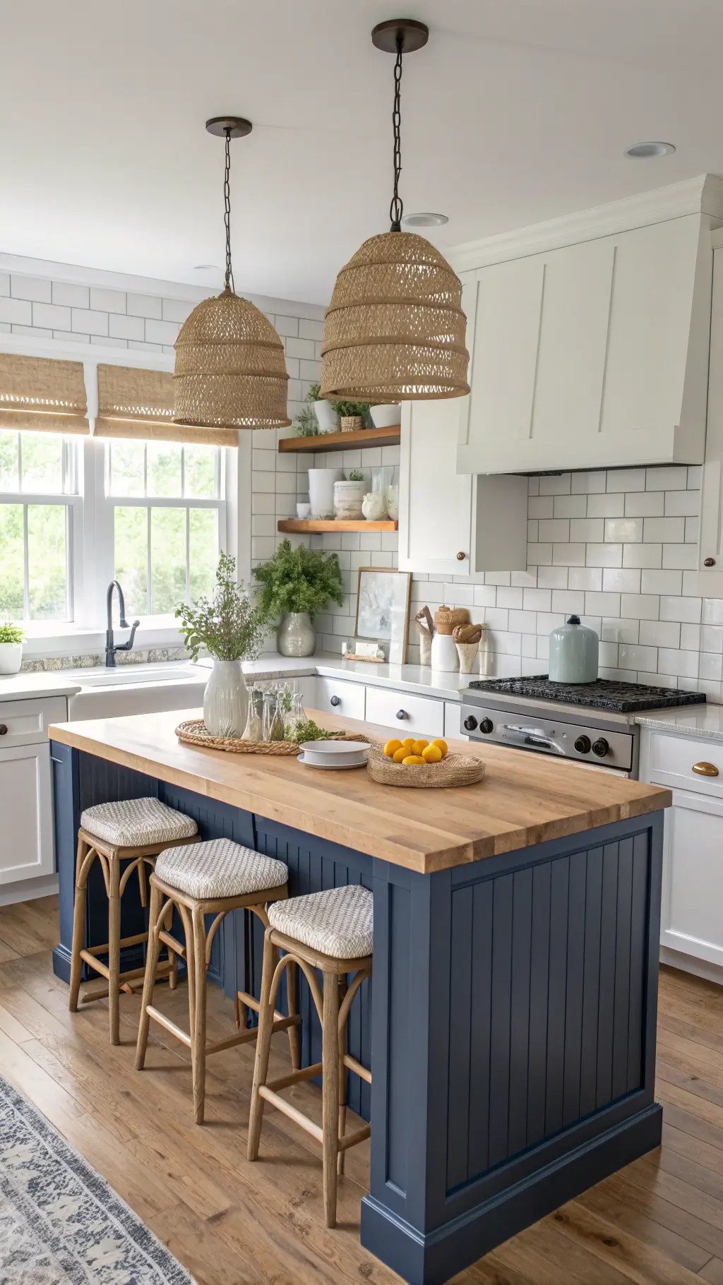 2156farmhouse kitchen navy island coastal style