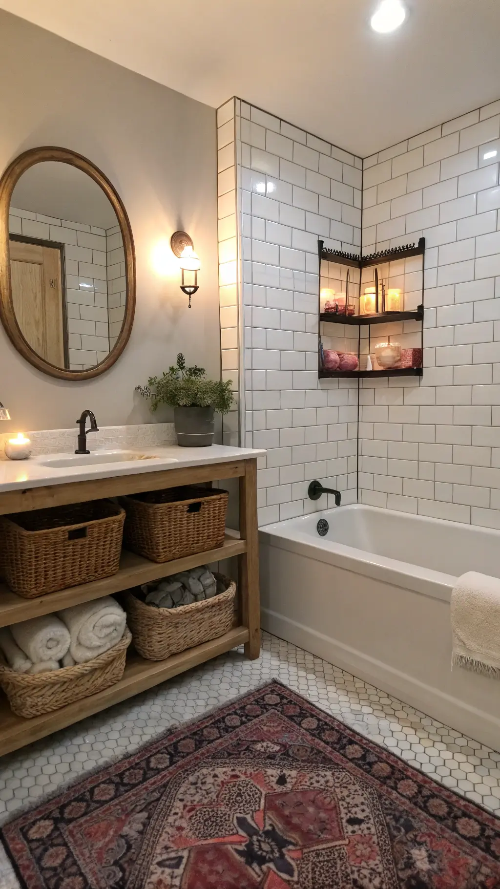 2182cozy bathroom alcove tub evening lighting