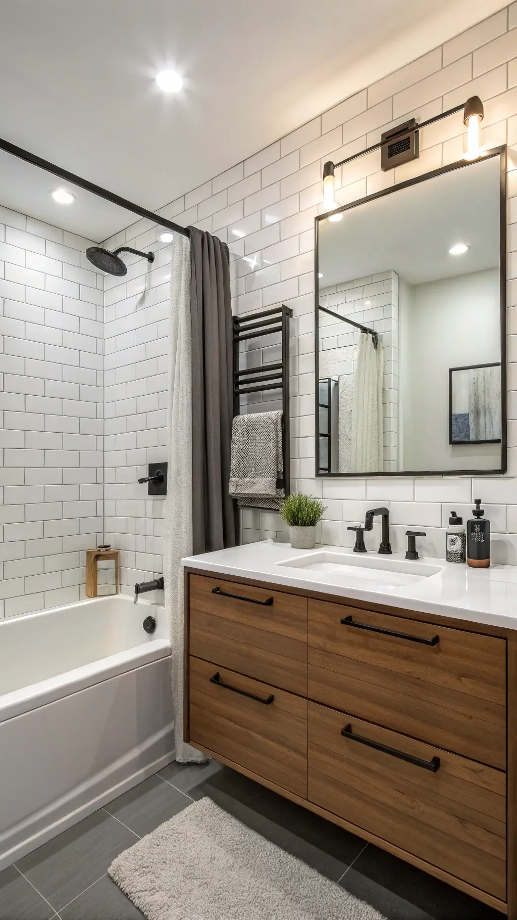 2186modern bathroom alcove tub floating vanity