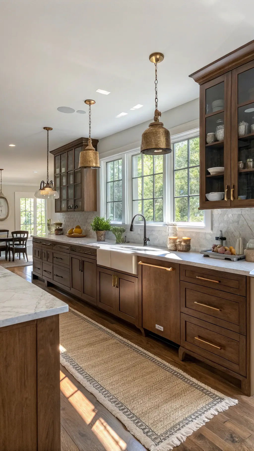 2187modern farmhouse kitchen walnut cabinets golden hour
