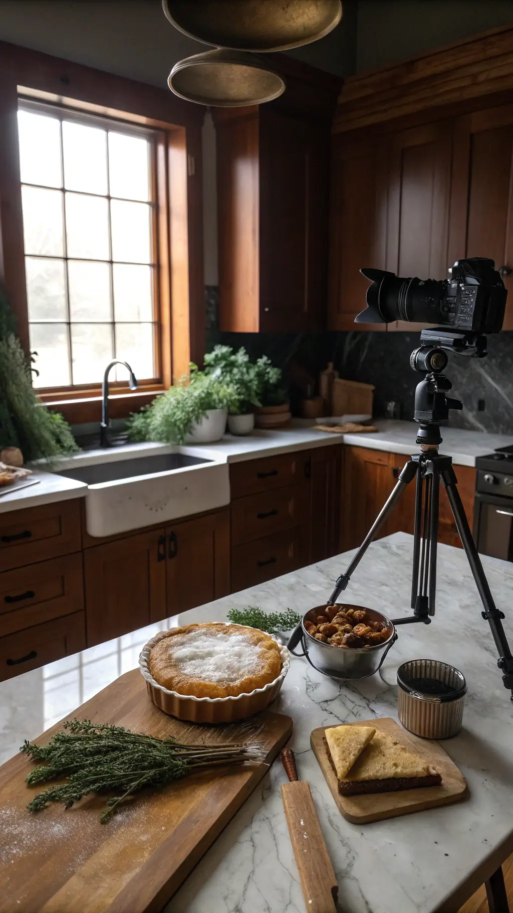 2193kitchen food photography cognac cabinets baking scene
