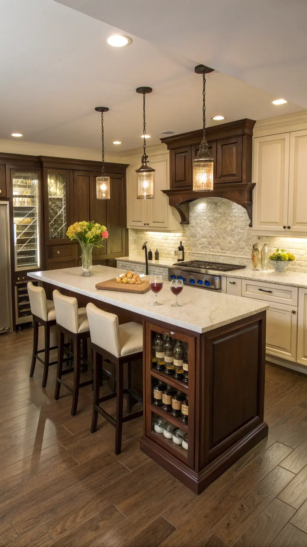2194evening entertainment kitchen two tone mahogany cream