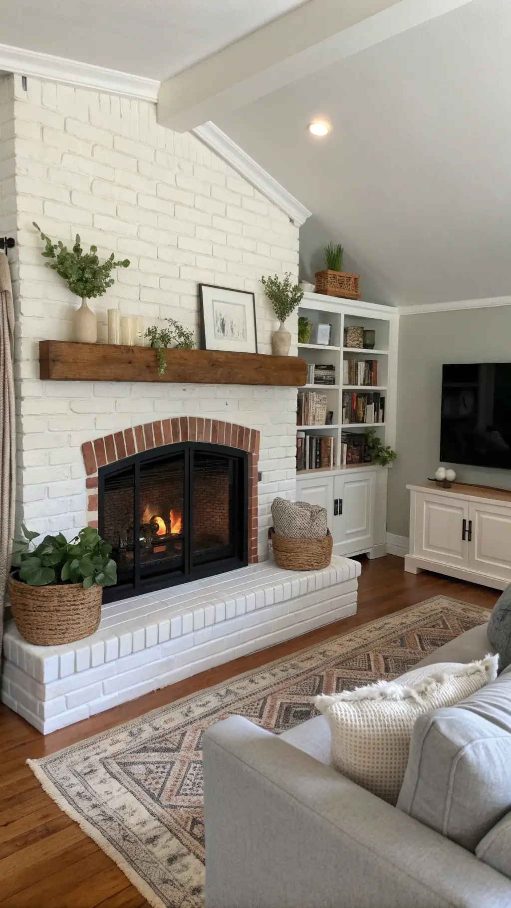 2198modern farmhouse corner fireplace family room