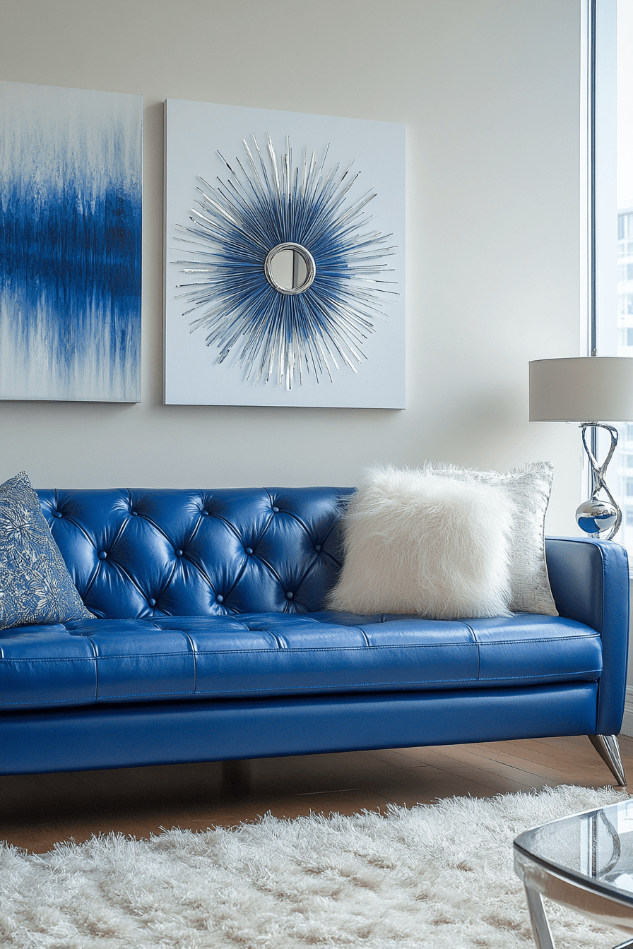 22 sophisticated blue leather sofa design
