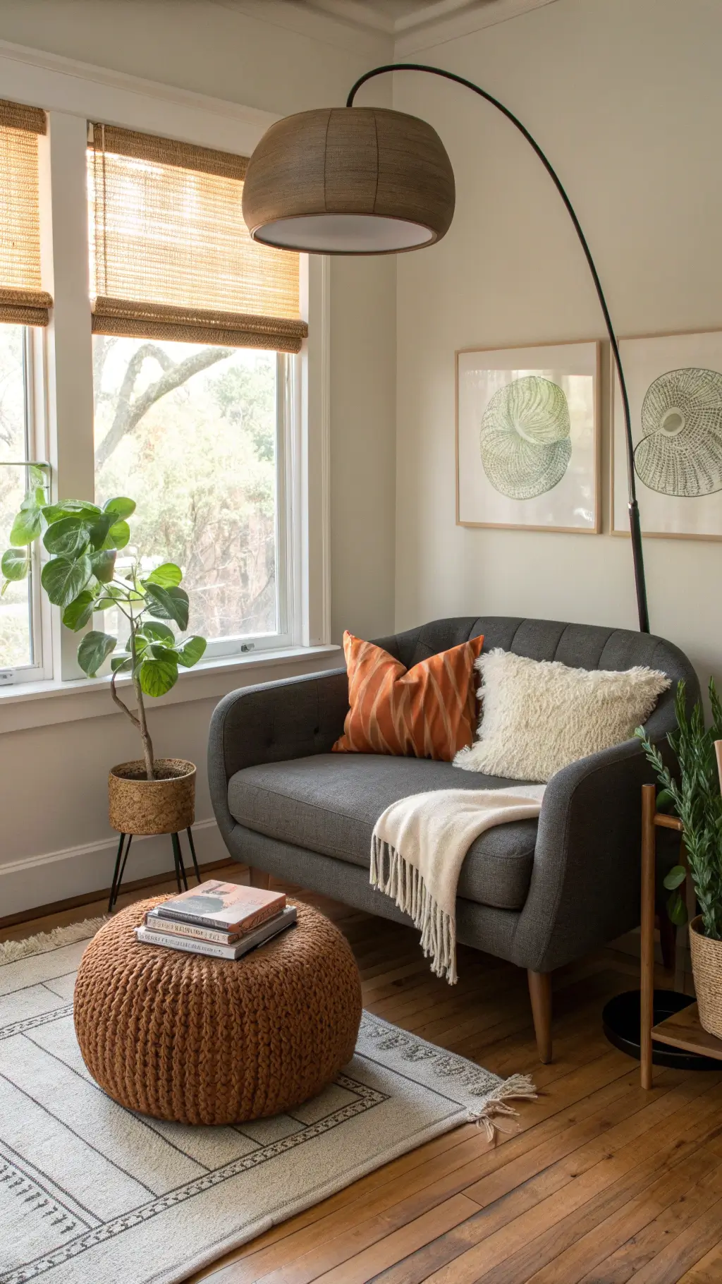 2218cozy charcoal loveseat reading nook